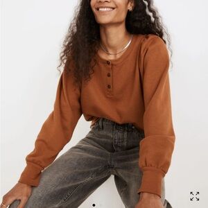 Madewell Henley Puff-Sleeve Sweatshirt